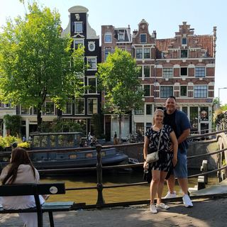 Guests with Dennis among the tulip fields outside Amsterdam