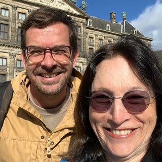 Guests with Dennis at a market in Amsterdam