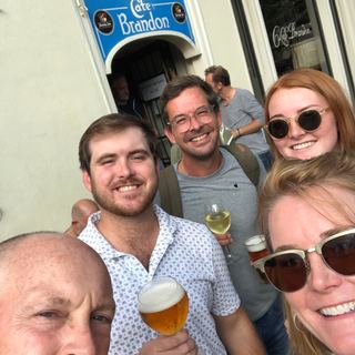 Guests cycling with Dennis through Amsterdam